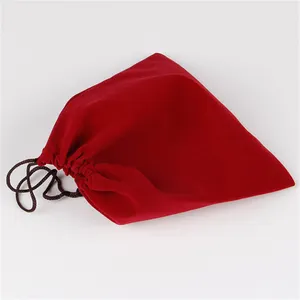 गर्म बेच थोक उचित मूल्य लक्जरी उच्च गुणवत्ता लाल कॉस्मेटिक बैग अनुकूलित मखमल उपहार पाउच बैग