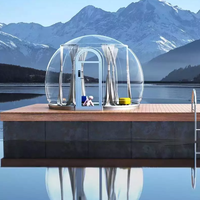 Dôme en verre de luxe pour glamping en plein air de haute qualité 2025, tente préfabriquée, mini-maison pour complexe hôtelier, 9m 7m 8m, tissu PC
