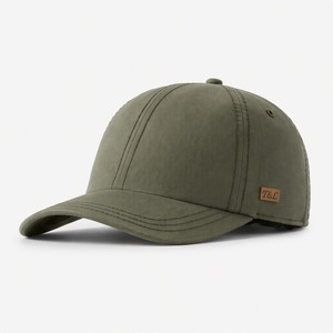 Casquette de baseball ajustable en sergé imperméable à 6 panneaux avec patch latéral en cuir et logo personnalisé – Vente en gros - Product Image 1