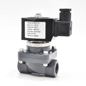 วาล์วโซลินอยด์พีวีซีพลาสติก UPVC ขนาด 1/2 นิ้ว 20 มม. <span class=keywords><strong>24VDC</strong></span> ป้องกันการกัดกร่อน ทนกรดอ่อนและด่าง DN15 - Product Image 2