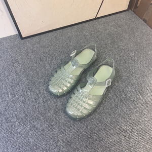 Sandales romaines respirantes à bout fermé en PVC tressé pour femme, chaussures de plage d'été légères avec semelle moulée par injection - Product Image 4