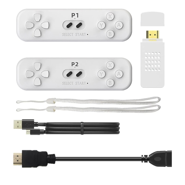 Wireless Mini 4K HD Game Console for Y2FIT TV Video Game Player Built-in 830 Games Support 2 Players Dual Controller