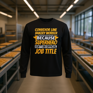 T-shirt a maniche lunghe con umorismo da operatore di linea di trasporto per panettieri - Product Image 3