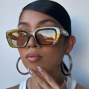 40096 mode unisexe Vintage thé lentille <span class=keywords><strong>petit</strong></span> carré nuances lunettes de soleil Logo personnalisé 2025 - Product Image 2