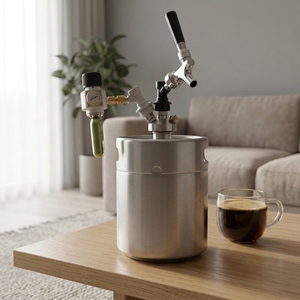 Mini fûts en acier inoxydable de 5 litres avec kits de robinets assortis pour le café, la bière et le thé - Product Image 1