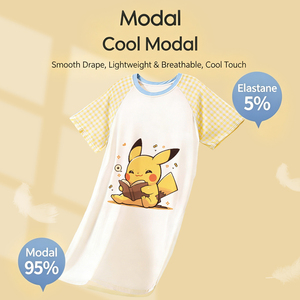 Pigiama in Modal Personalizzato per Bambini con Cartoni Animati, Collezione Estiva 2026, Abbigliamento Super Trendy per Ragazze, <span class=keywords><strong>Camicia</strong></span> <span class=keywords><strong>da</strong></span> <span class=keywords><strong>Notte</strong></span> Leggera e Morbida a Maniche Corte - Product Image 4