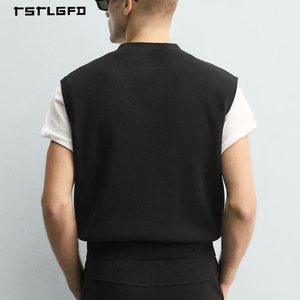 Chaleco de Punto Personalizado de Alta Calidad con Cuello en V y Letras Impresas, Color Sólido, Estilo Casual para Hombre - Product Image 4