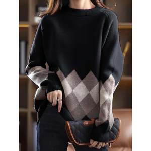 <b>Argyle</b> Color Block <b>Sweater</b> Multicolor Women's <b>Sweaters</b> - Product Image 5