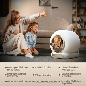 Bac à litière pour chat automatique à nettoyage intelligent et anti-odeurs, 65L extra large, commande à distance par application pour les familles multi-chats - Product Image 6