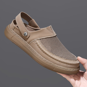 2026 Summer New Men's Shoes Breathable Mesh <b>Clogs</b> 2-in-1 Casual Driving Sandals for Men - Product Image 1