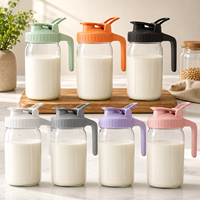 Carafe à eau en verre pour la maison avec couvercle et poignée, pichet à boisson facile à verser pour jus, café et thé glacé au réfrigérateur