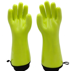 Gants de four jaunes imperméables résistants à la chaleur, en silicone imprimé, gants de sécurité de qualité alimentaire, gants de travail - Product Image 2