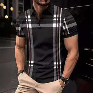 New Spring Summer Short Sleeve T Shirts Black And White Stripes Polo Shirt Men Social Business Casual Sweatshirt