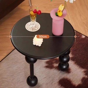 Mesa de centro de madera de nogal de lujo francés, redonda de estilo de mediados de siglo, adecuada para sala de estar, balcón o cabecera - Product Image 3