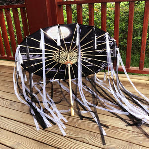 Parasols personnalisés en papier huilé imperméable avec rubans et pompons, motif bambou chinois traditionnel, pour mariage et extérieur - Product Image 1