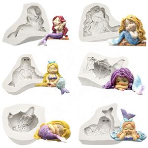 Moldes de silicona 3d personalizados para decoración de tartas, Fondant de sirena y <span class=keywords><strong>Princesa</strong></span>, molde de silicona - Product Image 3