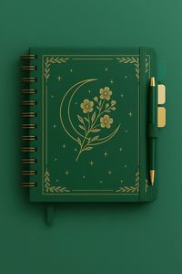 Carnet A5 à couverture rigide en cuir estampé motif spirale fleur de lune, papeterie esthétique, journal, porte-stylo, intercalaires, cadeau personnalisé - Product Image 5