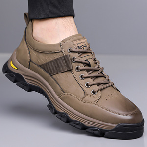 Zapatos Casuales de Cuero para Hombre, Punta Redonda, con Cordones, Forro de Tela Transpirable, Suela de Goma, Entresuela de EVA, para Todas las Temporadas, Estilo para Caminar - Product Image 3
