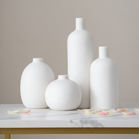 ARM LVG Wabi-Sabi – Ensemble de vases en céramique contemporains en forme de bouteille, finition blanche mate, pour décoration artistique de la maison, conteneur floral