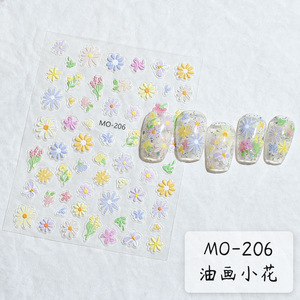 Pegatinas para Uñas con Diseño de Pintura al Óleo, Margaritas Blancas Puras, Pétalos Florales Coloridos, Calcomanías Decorativas para Uñas - Product Image 5