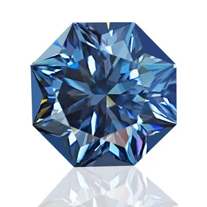 Custom Design Blue VVS Clarity Loose Moissanite Octagon 7.0 MM 2 Carat Moissanite Gem Stones