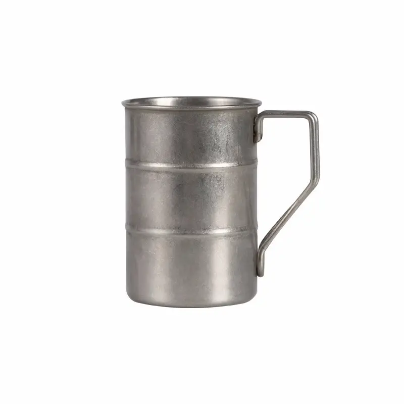 Kreativer klassischer edelstahlbecher, 12oz klassischer metall-wasserbecher mit griff, geeignet für Outdoor-Reisen, Camping und Wandern