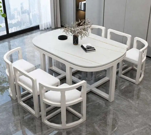 Luxurious Smart Dining Table Set Room Decoration Big White Mable <b>Top</b> Sliding and Chair Dinning Table Upscale Dining Room Dining - Product Image 6