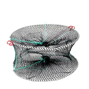 Lipat Beberapa Untai Polyethylene Crab Cage Spring Fishing Lobster Trap