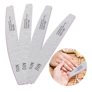 BIN planche à Emery professionnelle manucure pédicure outils d'art Logo personnalisé ensemble de limes à ongles Double face 180 150 80 100 grain lime à ongles