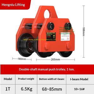 Ручная тележка-тельфер для подъема грузов 0.5/1/2/3 тонны, с I-образной балкой, ручным приводом, однорельсовая, из углеродистой стали - Product Image 6