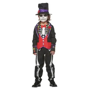 Skull Party Stage Outfit Mexican Day of the Dead Halloween Cosplay Costumes for Kids Boys Girls ZBHC-027