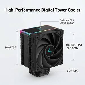 Enfriador de Aire para CPU DeepCool AK500 DIGITAL Negro, 240W TDP, Alto Rendimiento, con Pantalla en Tiempo Real para LGA1700 AM5, la Cubierta Superior - Product Image 6