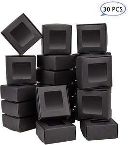 Hộp giấy kraft đen hình vuông có cửa sổ trong suốt dùng để đóng gói quà tặng, bánh ngọt, đồ trang sức cho tiệc tùng, kích thước 10*10*5 inch - Product Image 3