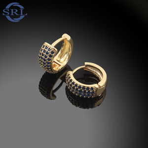 Bán Chạy Nhất Srl Hoàng Gia Màu Xanh Pha Lê Hoop Bông Tai Sang Trọng Vàng-Mạ Đồ Trang Sức Bằng Đồng Cho Phụ Nữ Tik Tik Instagram Phong Cách Thời Trang - Product Image 3