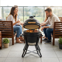 Barbecue au charbon de bois en céramique Kamado miniature de 13 pouces, pour la cuisson, la fumée et la cuisson au four en plein air