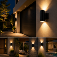 Lampe murale LED extérieure en aluminium moulé sous pression IP65 avec bouton-poussoir, certifiée ETL CETL, verre trempé pour villa, directement de l'usine de Zhongshan