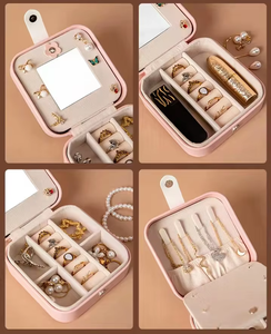MKW-7126 2 lớp vuông tinh tế trang điểm hộp xách tay từ Clip lưu trữ đồ trang sức hộp bông tai vòng cổ vòng đeo tay lưu trữ trường hợp - Product Image 2