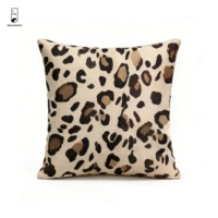Housse de coussin à imprimé léopard - Housse de coussin en velours à motif animal exotique - Housse décorative carrée de luxe pour canapé