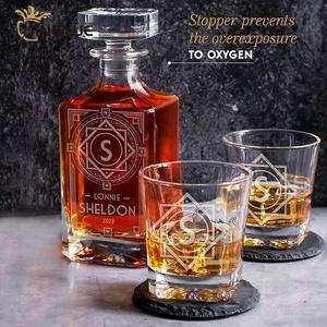 Biểu Tượng Tùy Chỉnh Bán Buôn Scotch Whiskey Decanter Chai 25Oz Pha Lê Thủy Tinh Vuông Rượu Vang Rượu Cocktail <span class=keywords><strong>Whisky</strong></span> Decanter Trong Hộp Quà Tặng - Product Image 2