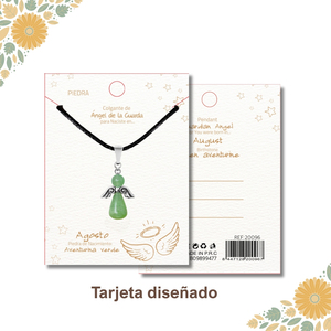 Ciondolo angelo custode con avventurina verde August Birthstone bella collana pendente - Product Image 5