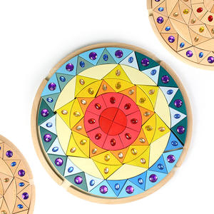 Blocs de construction en <span class=keywords><strong>bois</strong></span> <span class=keywords><strong>Mandala</strong></span> Creative Sun Jewel pour enfants - Ensemble de puzzles éducatifs pour enfants Blocs arc-en-ciel intelligents Jouet éducatif - Product Image 2
