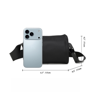 Bolsa de Gimnasio Personalizada para Hombre, Bolsa de Teléfono Cilíndrica, Bolsa de Mensajero Cruzada Lisa de Diseño para Hombre, Bolsa de Mensajero Negra para Hombro - Product Image 4