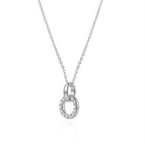 Collar con Colgante Amy Amy de Moda, Acero Inoxidable, Circonita Cúbica, Bañado en Rodio, Joyería Minimalista para Mujer, Regalo para Uso Diario - Product Image 3
