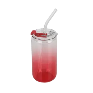 Garrafa de água de palha de vidro borossilicato com desenho bonito 480ml Coke Color Changing Copo frio