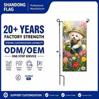 Bendera Polyester Tahan Angin Bertema Hewan Peliharaan, Dapat Disesuaikan, Dua Sisi, untuk Digantung di Taman, dengan Tiang Bendera Besi, Cetak Digital