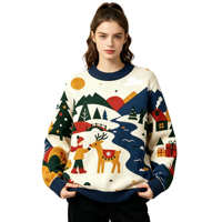 Pull de Noël en tricot jacquard, nouveau design, pull de fête, pull moche pour femmes, hiver