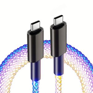 RGB Usb <b>C</b> to Usb <b>C</b> Data <b>Cable</b> Car Luminous Breathing Gradient 6A Super Fast <b>Charge</b> Suitable for Android <b>Type</b> <b>C</b> Data <b>Cable</b> - Product Image 1