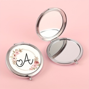 Custom logo Cute Design Compact Make up Mirror Metal Foldable Vanity Mirrors