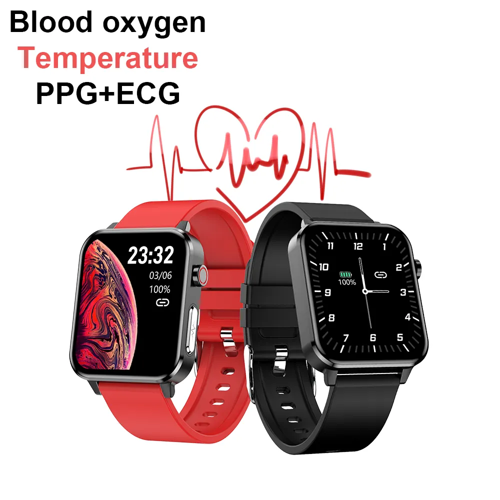 High end health watch blood pressure E86 IP68 waterproof medical smart watch with Blood oxygen temperature PPG ECP data report