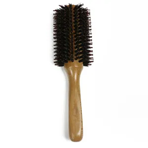 Nuevo cepillo de pelo con mango de madera medio redondo antiestático profesional, peine para desenredar el cabello rizado, herramientas de peluquería